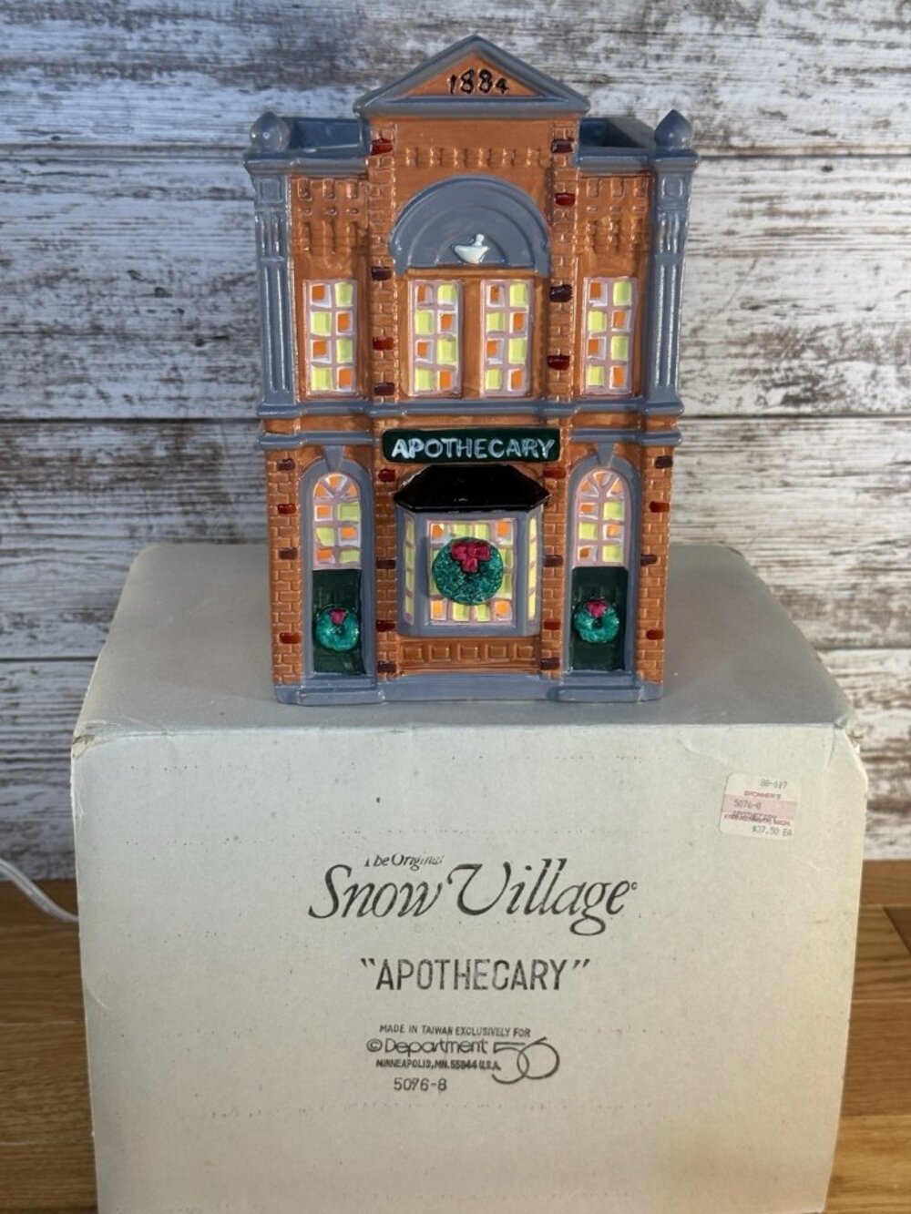 Vtg Dept 56 Original Snow Village Apothecary 5076-8 Christmas Cord & Bulb
